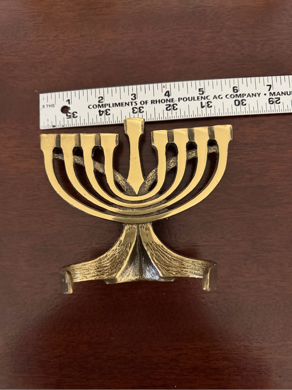 Brass-Finish Menorah Candle Holder - Gold Tone